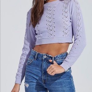 Lavender sweater crop top.